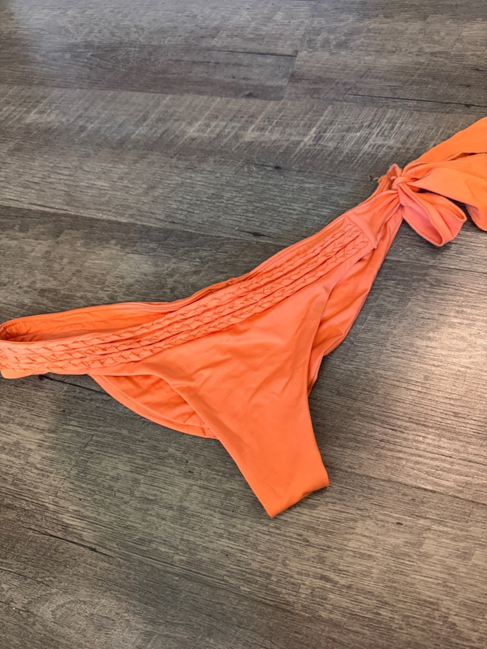 Boys + Arrows Orange Braided Tie-Side Bikini Bottom